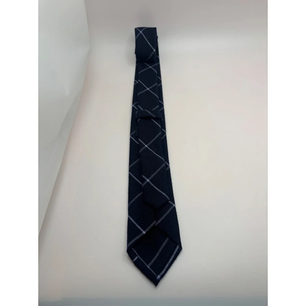 Cotton Brew Mens Navy Blue Windowpane Plaid Rayon Blend Necktie